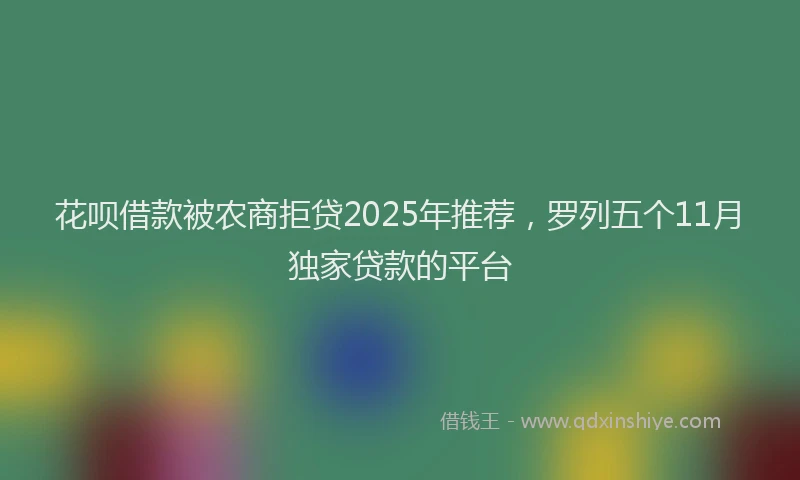 花呗借款被农商拒贷2025年推荐，罗列五个11月独家贷款的平台