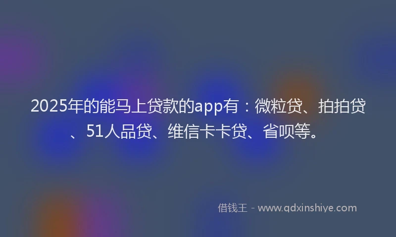 2025年的能马上贷款的app有：微粒贷、拍拍贷、51人品贷、维信卡卡贷、省呗等。