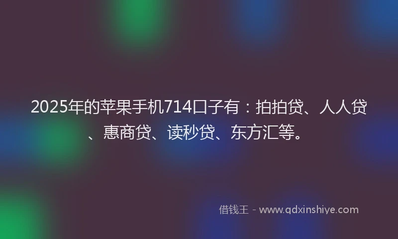 2025年的苹果手机714口子有：拍拍贷、人人贷、惠商贷、读秒贷、东方汇等。