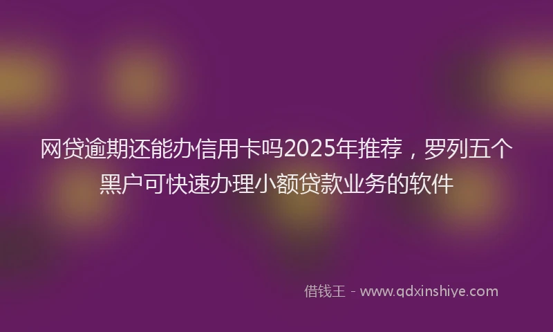 网贷逾期还能办信用卡吗2025年推荐，罗列五个黑户可快速办理小额贷款业务的软件