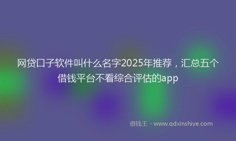 网贷口子软件叫什么名字2025年推荐，汇总五个借钱平台不看综合评估的app