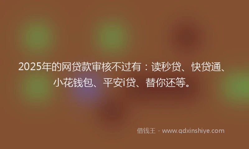 2025年的网贷款审核不过有：读秒贷、快贷通、小花钱包、平安i贷、替你还等。