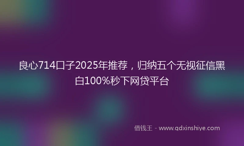 良心714口子2025年推荐，归纳五个无视征信黑白100%秒下网贷平台