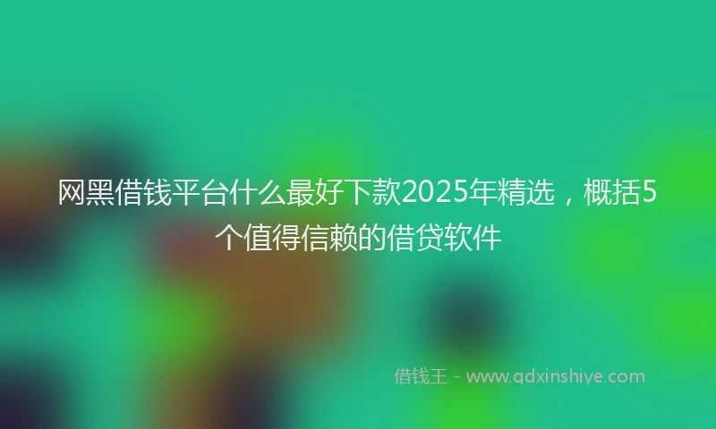 网黑借钱平台什么最好下款2025年精选，概括5个值得信赖的借贷软件
