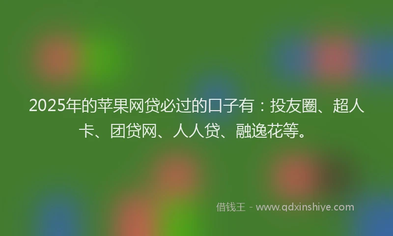 2025年的苹果网贷必过的口子有：投友圈、超人卡、团贷网、人人贷、融逸花等。