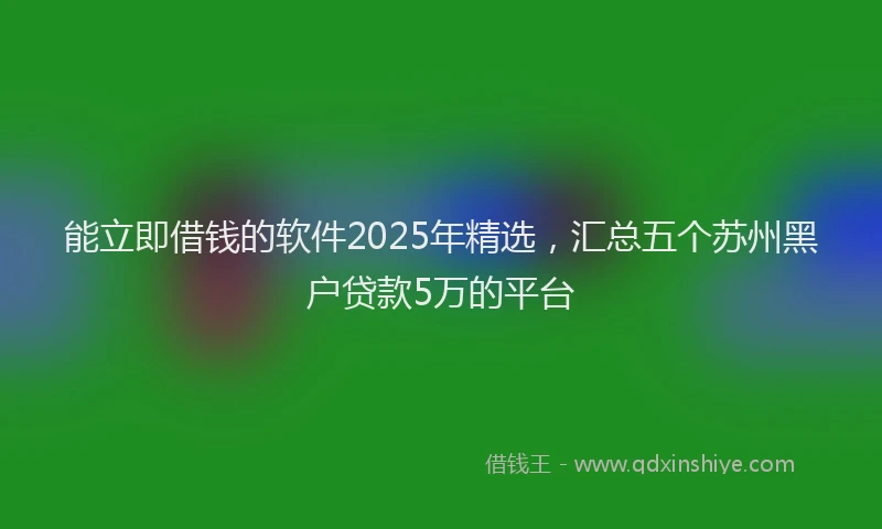 能立即借钱的软件2025年精选，汇总五个苏州黑户贷款5万的平台