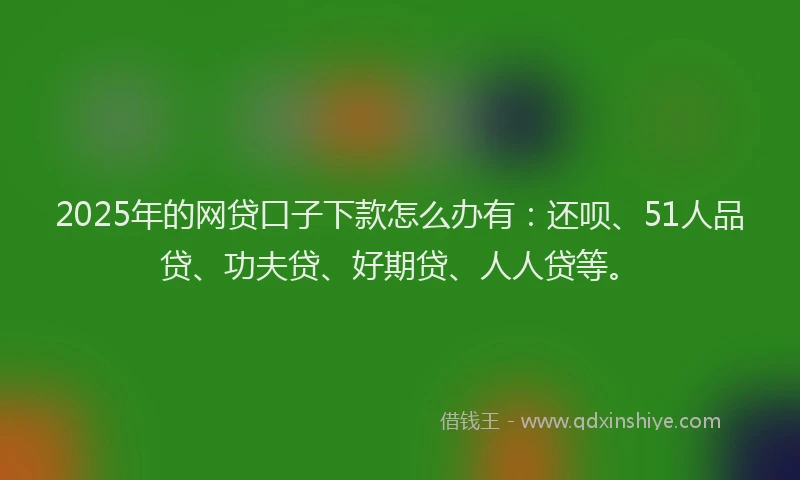 2025年的网贷口子下款怎么办有：还呗、51人品贷、功夫贷、好期贷、人人贷等。