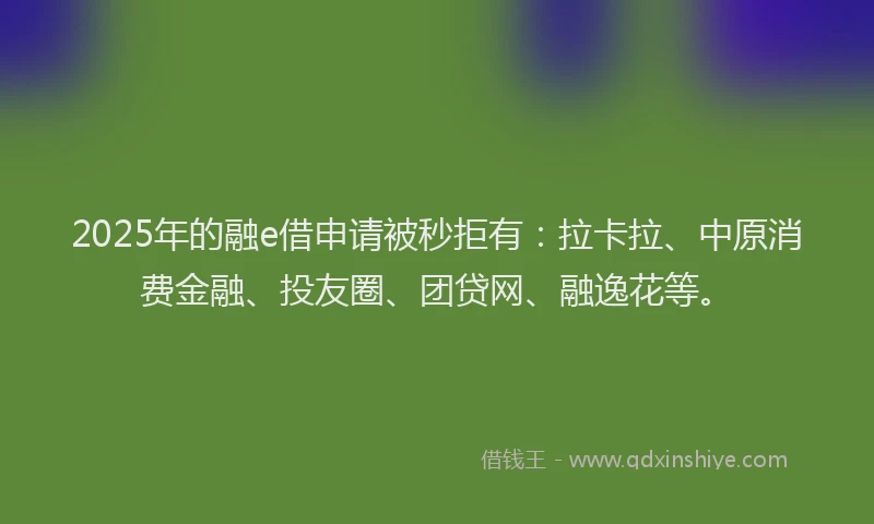 2025年的融e借申请被秒拒有：拉卡拉、中原消费金融、投友圈、团贷网、融逸花等。