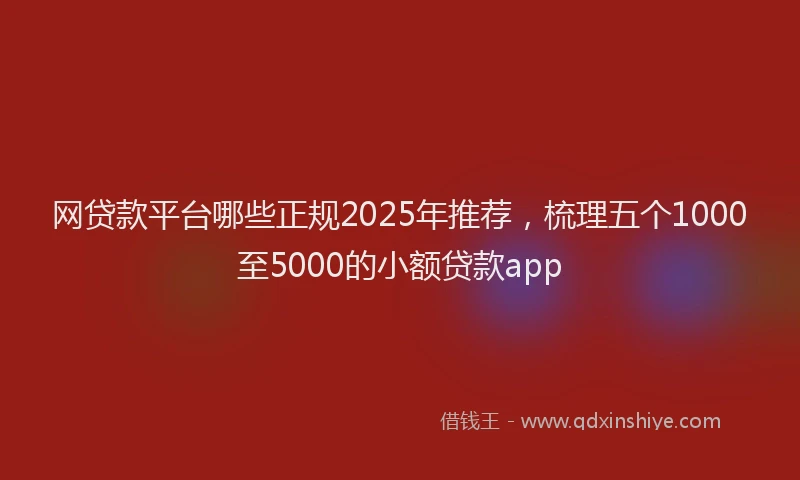网贷款平台哪些正规2025年推荐，梳理五个1000至5000的小额贷款app