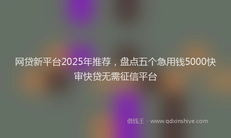网贷新平台2025年推荐，盘点五个急用钱5000快审快贷无需征信平台