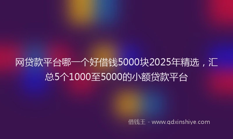 网贷款平台哪一个好借钱5000块2025年精选，汇总5个1000至5000的小额贷款平台