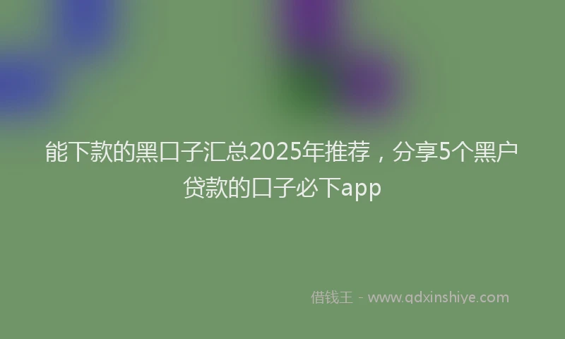能下款的黑口子汇总2025年推荐，分享5个黑户贷款的口子必下app