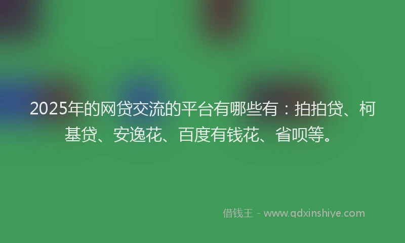 2025年的网贷交流的平台有哪些有：拍拍贷、柯基贷、安逸花、百度有钱花、省呗等。