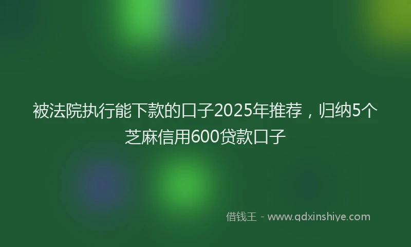 被法院执行能下款的口子2025年推荐，归纳5个芝麻信用600贷款口子