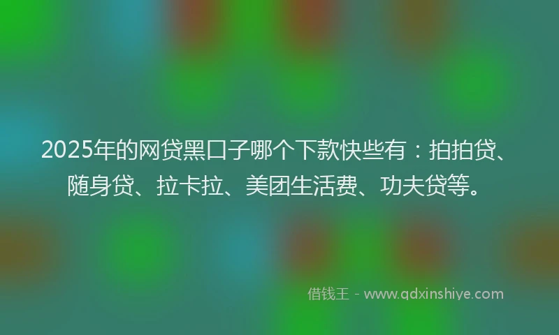 2025年的网贷黑口子哪个下款快些有：拍拍贷、随身贷、拉卡拉、美团生活费、功夫贷等。