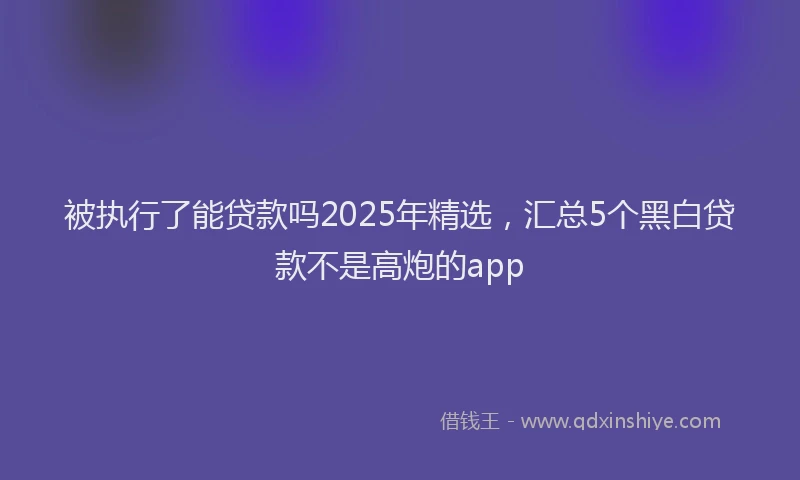 被执行了能贷款吗2025年精选，汇总5个黑白贷款不是高炮的app