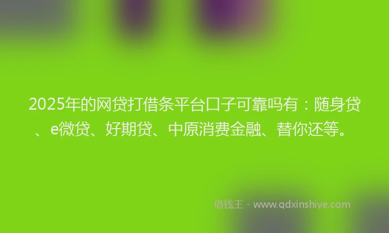 2025年的网贷打借条平台口子可靠吗有：随身贷、e微贷、好期贷、中原消费金融、替你还等。