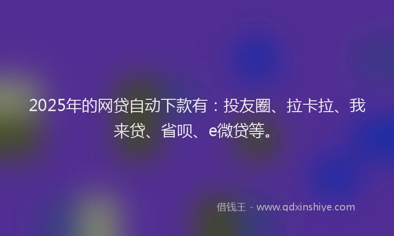 2025年的网贷自动下款有：投友圈、拉卡拉、我来贷、省呗、e微贷等。