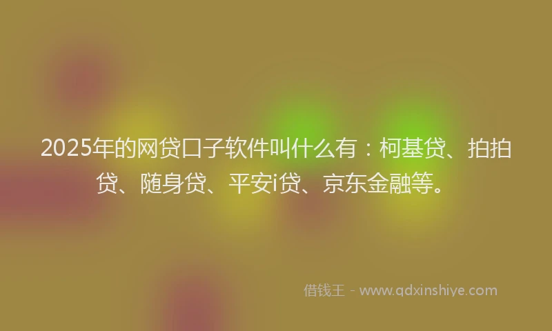 2025年的网贷口子软件叫什么有：柯基贷、拍拍贷、随身贷、平安i贷、京东金融等。