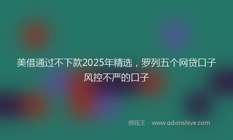 美借通过不下款2025年精选，罗列五个网贷口子风控不严的口子