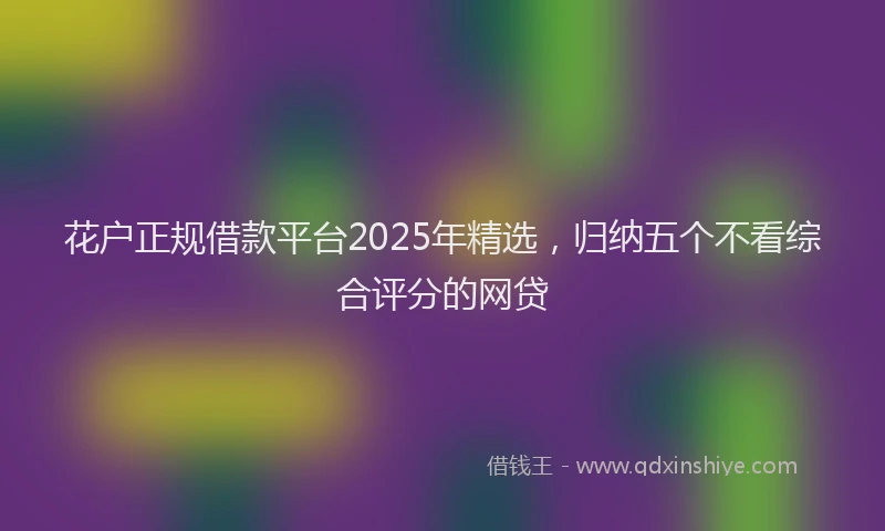 花户正规借款平台2025年精选，归纳五个不看综合评分的网贷
