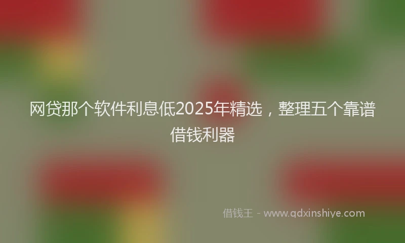 网贷那个软件利息低2025年精选，整理五个靠谱借钱利器