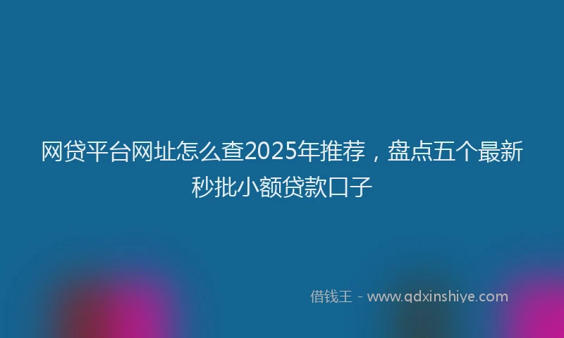 网贷平台网址怎么查2025年推荐，盘点五个最新秒批小额贷款口子