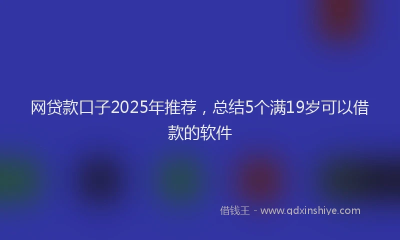 网贷款口子2025年推荐，总结5个满19岁可以借款的软件