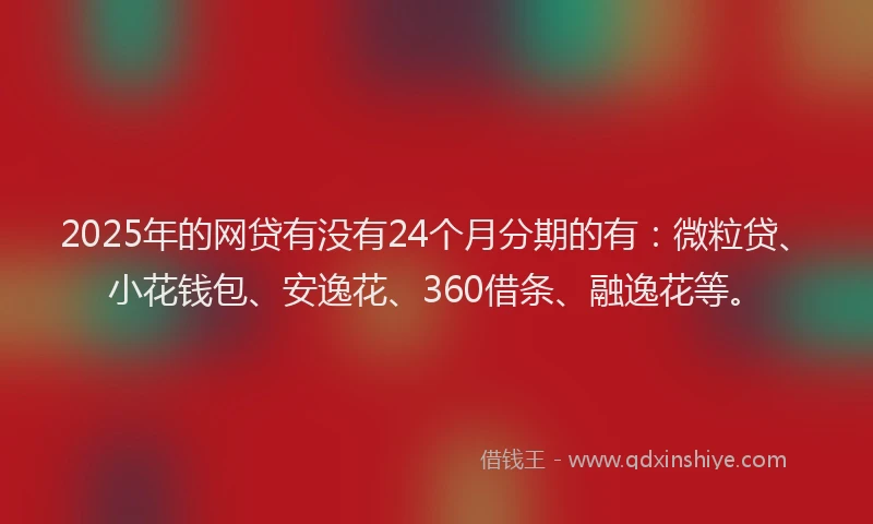 2025年的网贷有没有24个月分期的有：微粒贷、小花钱包、安逸花、360借条、融逸花等。