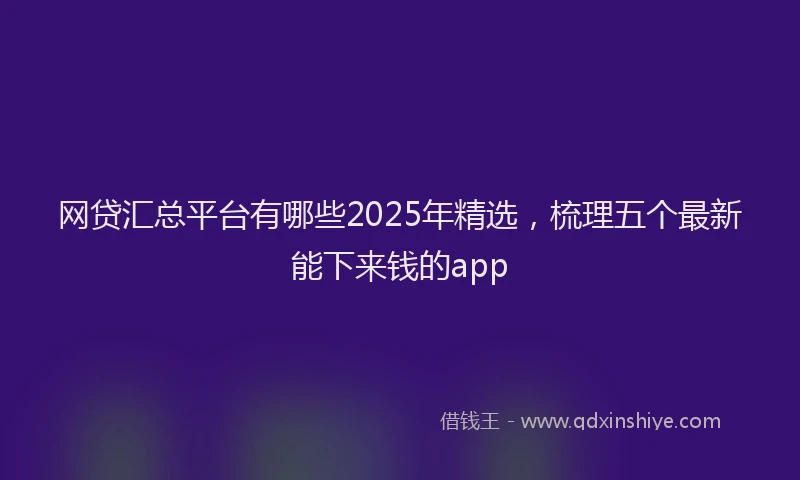 网贷汇总平台有哪些2025年精选，梳理五个最新能下来钱的app