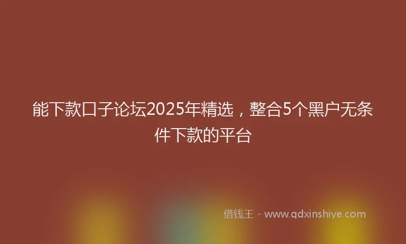 能下款口子论坛2025年精选，整合5个黑户无条件下款的平台