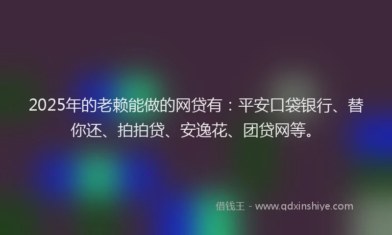 2025年的老赖能做的网贷有：平安口袋银行、替你还、拍拍贷、安逸花、团贷网等。