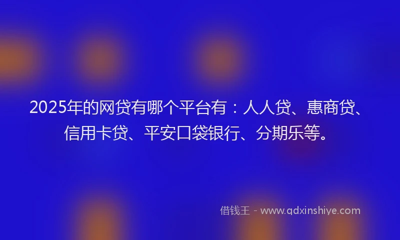 2025年的网贷有哪个平台有：人人贷、惠商贷、信用卡贷、平安口袋银行、分期乐等。