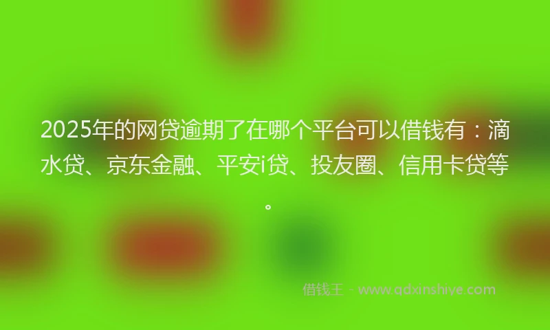 2025年的网贷逾期了在哪个平台可以借钱有：滴水贷、京东金融、平安i贷、投友圈、信用卡贷等。