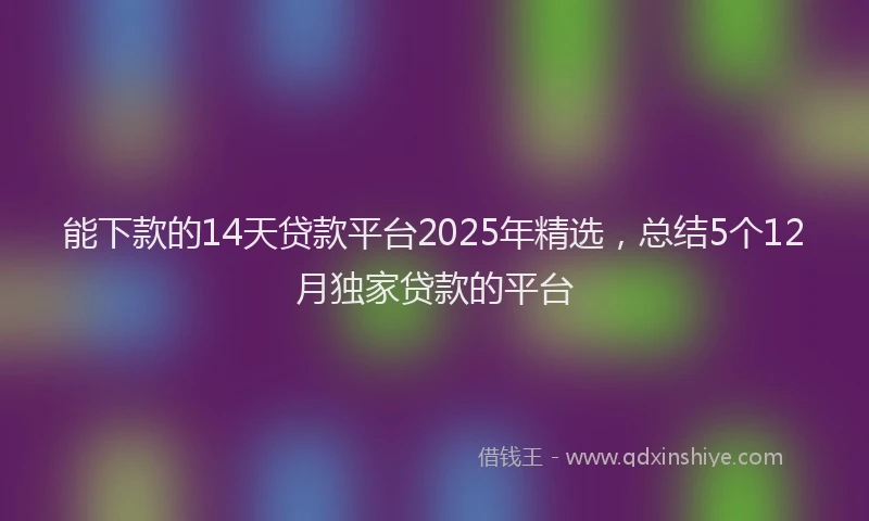 能下款的14天贷款平台2025年精选，总结5个12月独家贷款的平台