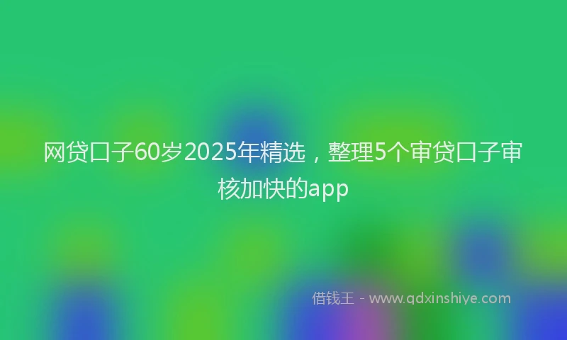 网贷口子60岁2025年精选，整理5个审贷口子审核加快的app