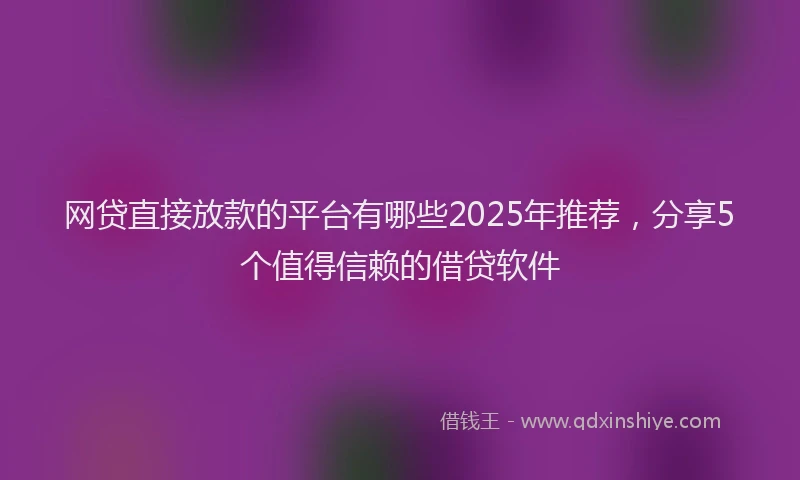 网贷直接放款的平台有哪些2025年推荐，分享5个值得信赖的借贷软件