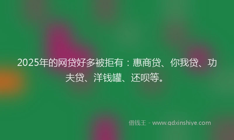 2025年的网贷好多被拒有：惠商贷、你我贷、功夫贷、洋钱罐、还呗等。