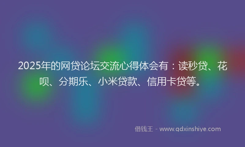 2025年的网贷论坛交流心得体会有：读秒贷、花呗、分期乐、小米贷款、信用卡贷等。