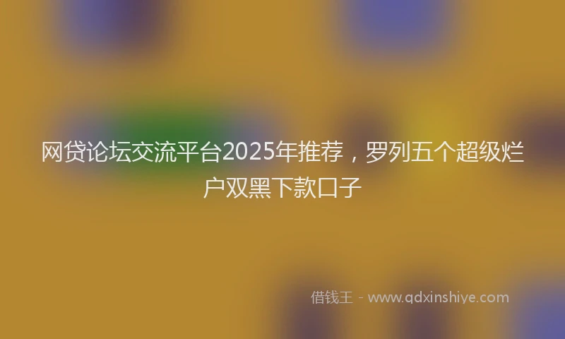 网贷论坛交流平台2025年推荐，罗列五个超级烂户双黑下款口子