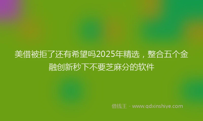 美借被拒了还有希望吗2025年精选，整合五个金融创新秒下不要芝麻分的软件