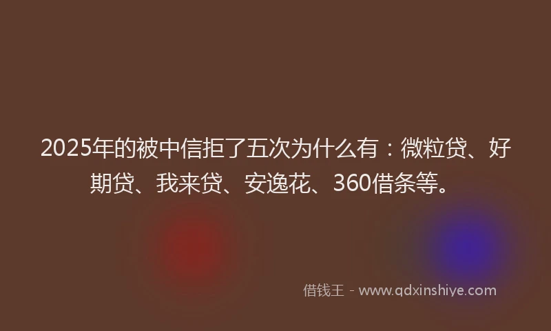 2025年的被中信拒了五次为什么有：微粒贷、好期贷、我来贷、安逸花、360借条等。