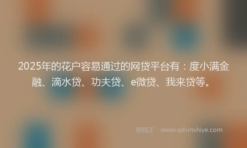 2025年的花户容易通过的网贷平台有：度小满金融、滴水贷、功夫贷、e微贷、我来贷等。