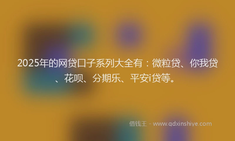 2025年的网贷口子系列大全有：微粒贷、你我贷、花呗、分期乐、平安i贷等。