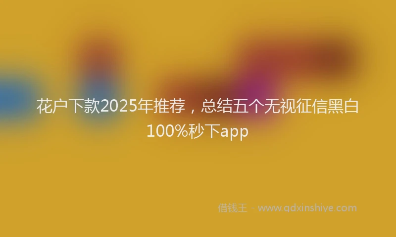 花户下款2025年推荐，总结五个无视征信黑白100%秒下app