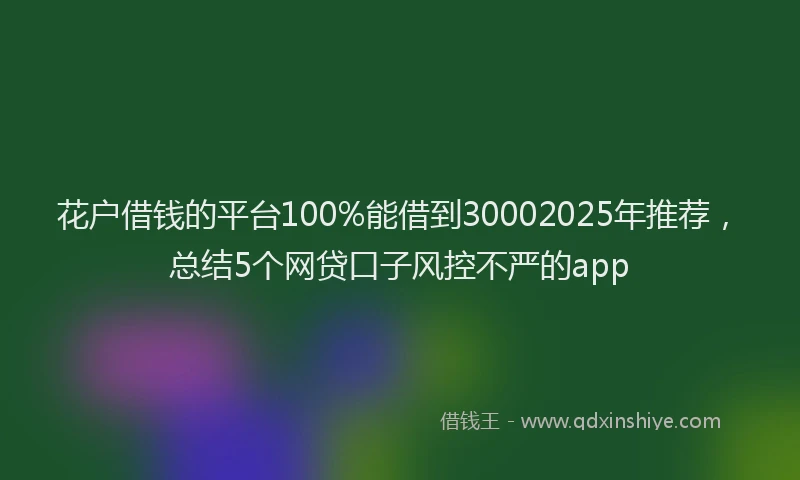 花户借钱的平台100%能借到30002025年推荐，总结5个网贷口子风控不严的app