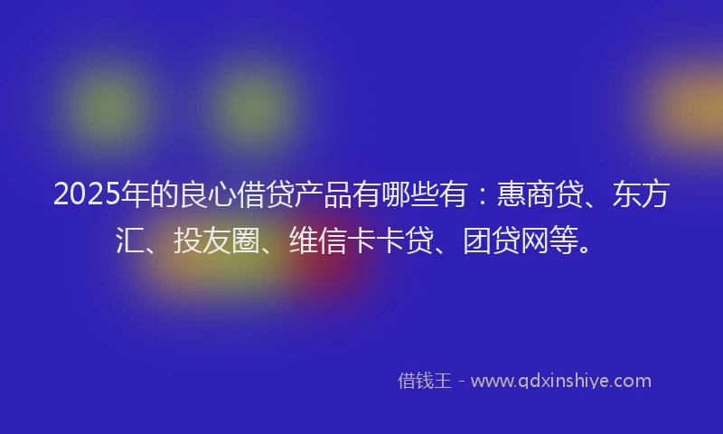 2025年的良心借贷产品有哪些有：惠商贷、东方汇、投友圈、维信卡卡贷、团贷网等。