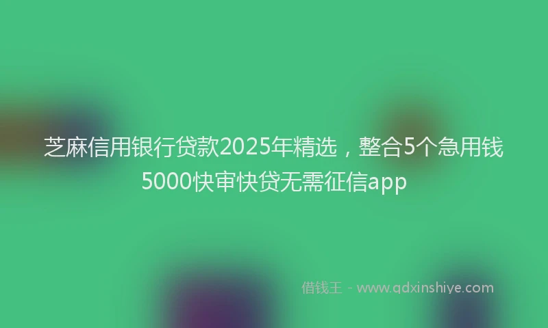 芝麻信用银行贷款2025年精选，整合5个急用钱5000快审快贷无需征信app