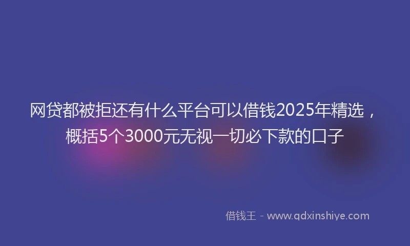 网贷都被拒还有什么平台可以借钱2025年精选，概括5个3000元无视一切必下款的口子