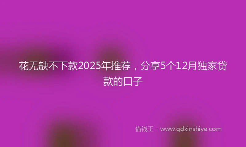 花无缺不下款2025年推荐，分享5个12月独家贷款的口子